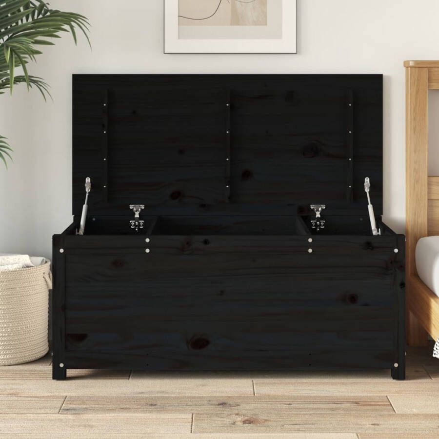 VidaXL -Opbergbox-zwart-110x50x45 5-cm-massief-grenenhout - Foto 3