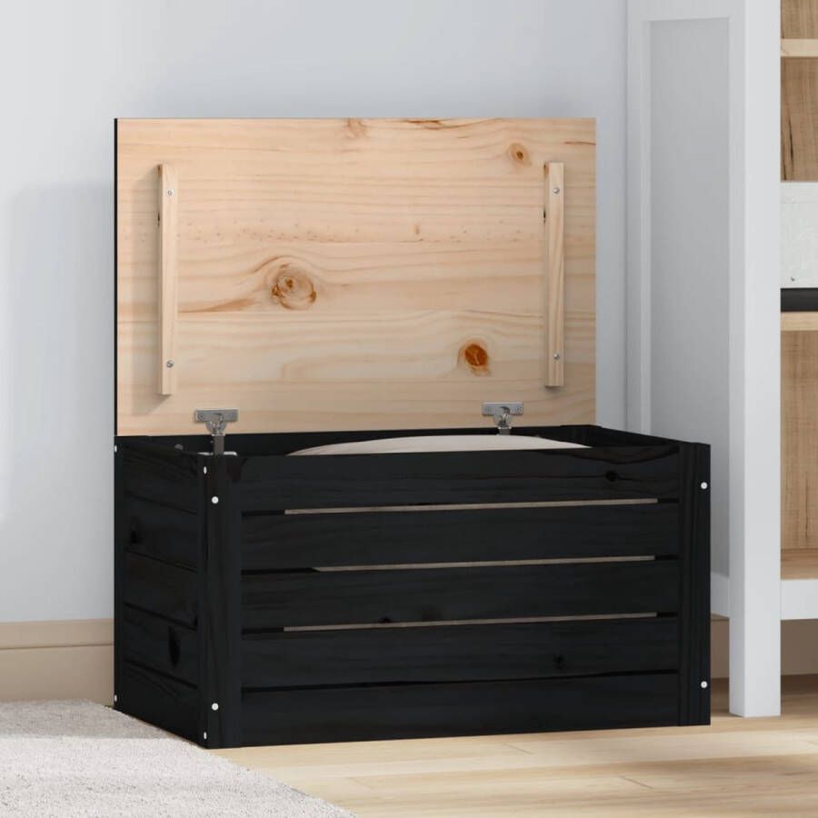 VidaXL -Opbergbox-zwart-59 5x36 5x33-cm-massief-grenenhout