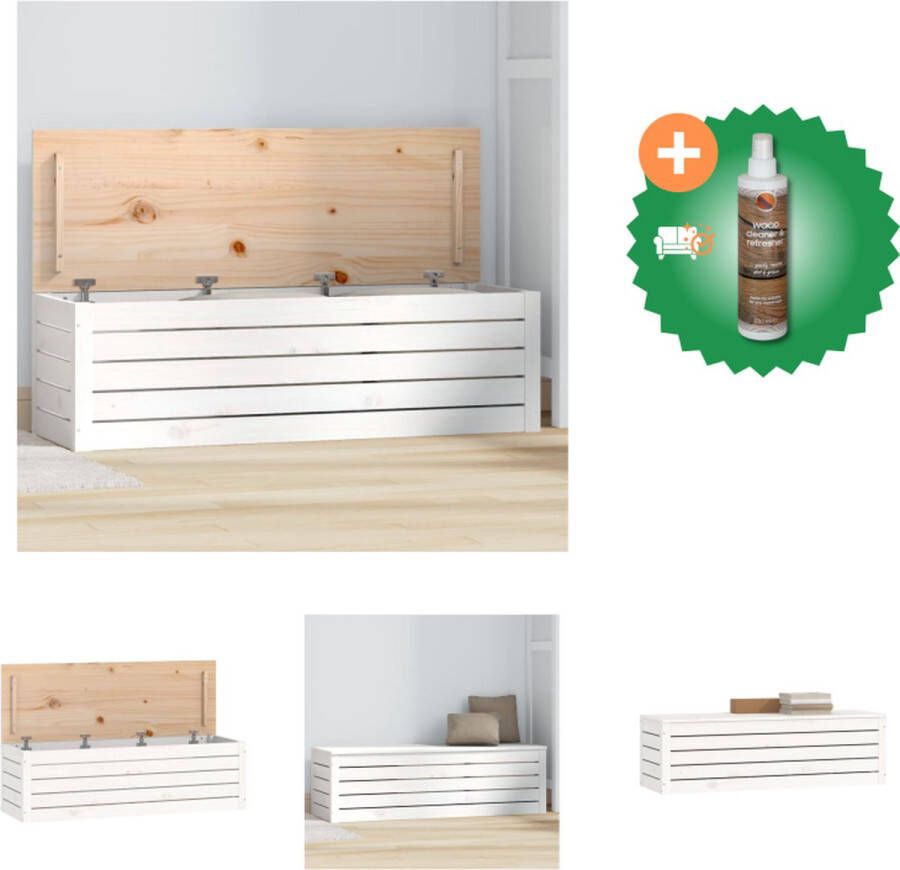 VidaXL Opbergbox wit 109x36-5x33 cm massief grenenhout Kast Inclusief Houtreiniger en verfrisser