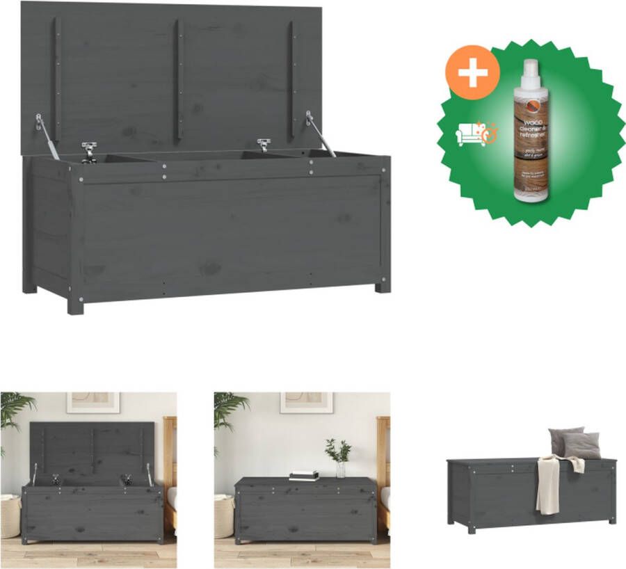 VidaXL Opbergbox grijs 110x50x45-5 cm massief grenenhout Kast Inclusief Houtreiniger en verfrisser
