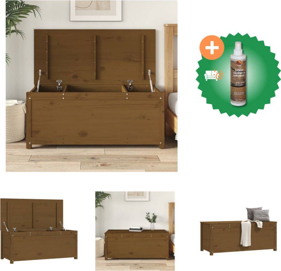 VidaXL Opbergdoos Massief grenenhout 110 x 50 x 45.5 cm Honingbruin Kast Inclusief Houtreiniger en verfrisser