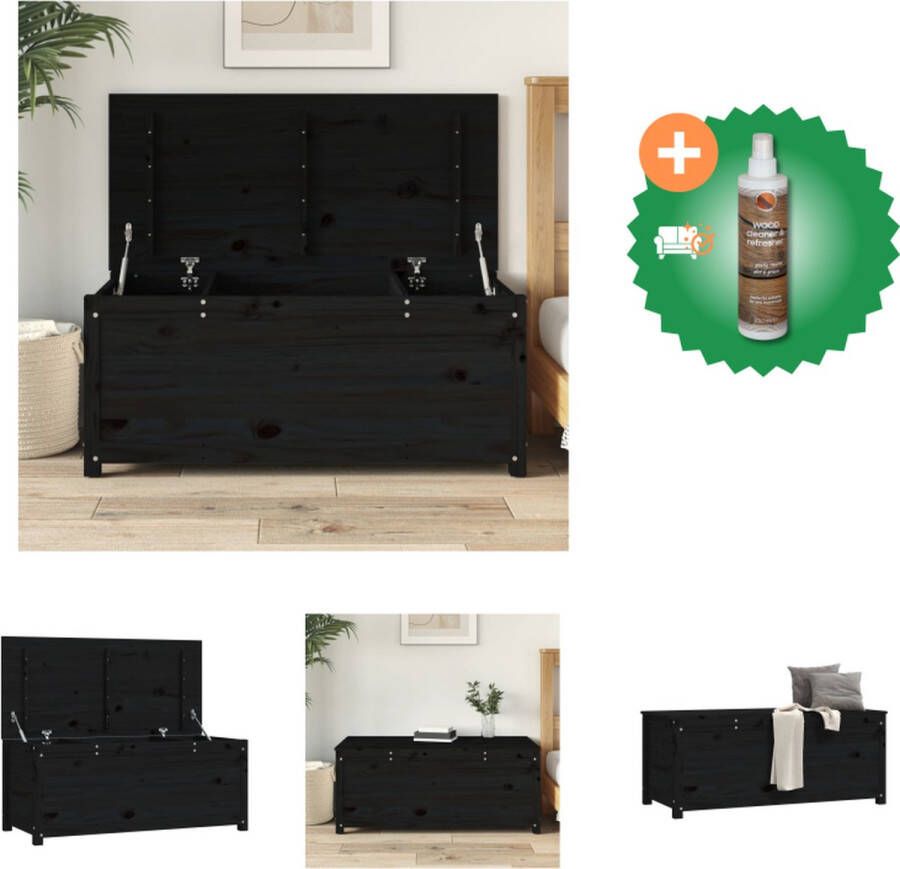 VidaXL Opbergdoos massief grenenhout 110 x 50 x 45.5 cm zwart Kast Inclusief Houtreiniger en verfrisser