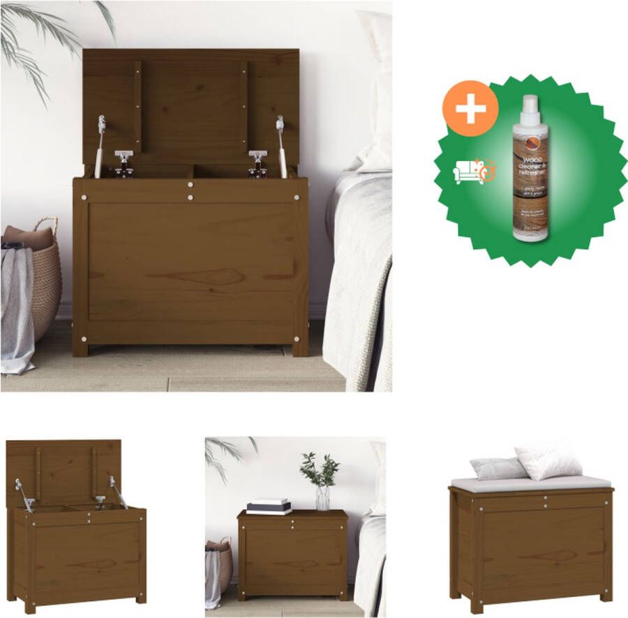 VidaXL Opbergdoos Massief Grenenhout 60 x 32 x 45.5 cm Honingbruin Kast Inclusief Houtreiniger en verfrisser