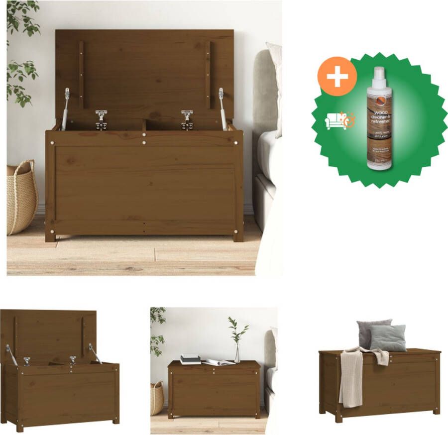 VidaXL Opbergdoos massief grenenhout 80 x 40 x 45.5 cm honingbruin Kast Inclusief Houtreiniger en verfrisser