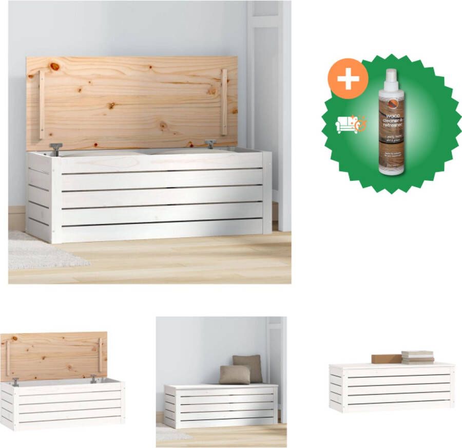 VidaXL Opbergdoos Massief Grenenhout 89 x 36.5 x 33 cm Met deksel en voldoende opbergruimte Kast Inclusief Houtreiniger en verfrisser