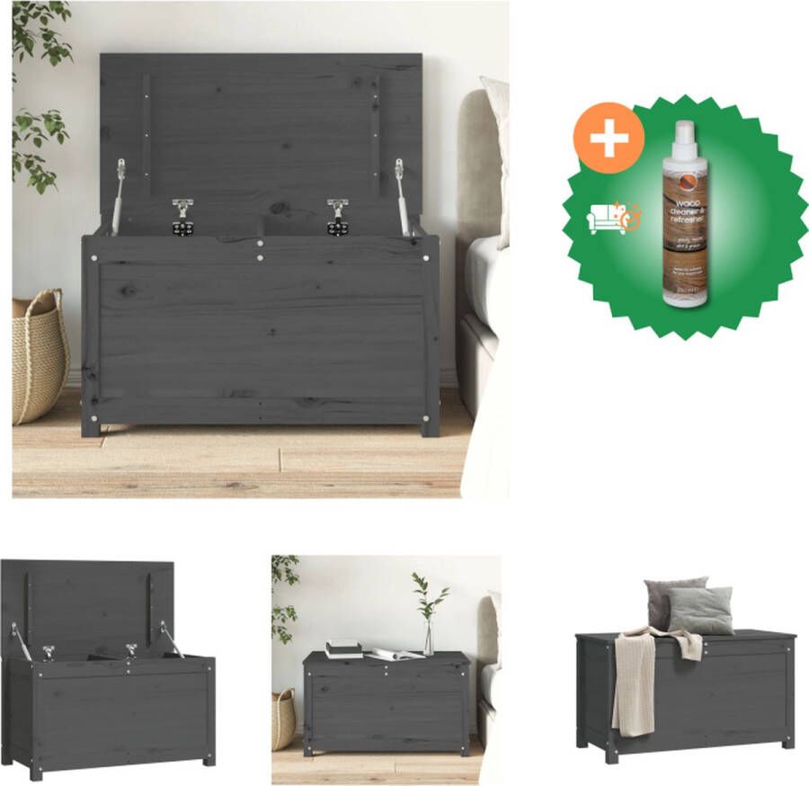 VidaXL Opbergdoos Massief Grenenhout Grijze 80x40x45.5 cm Kast Inclusief Houtreiniger en verfrisser