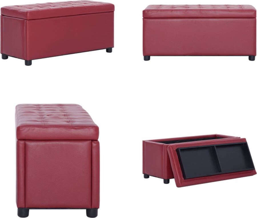 VidaXL Opberghocker 87 5 cm kunstleer wijnrood Opberghocker Opberghockers Hocker Hockers