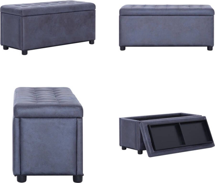 VidaXL Opberghocker 87-5 cm kunstsuède grijs Opberghocker Opberghockers Hocker Hockers