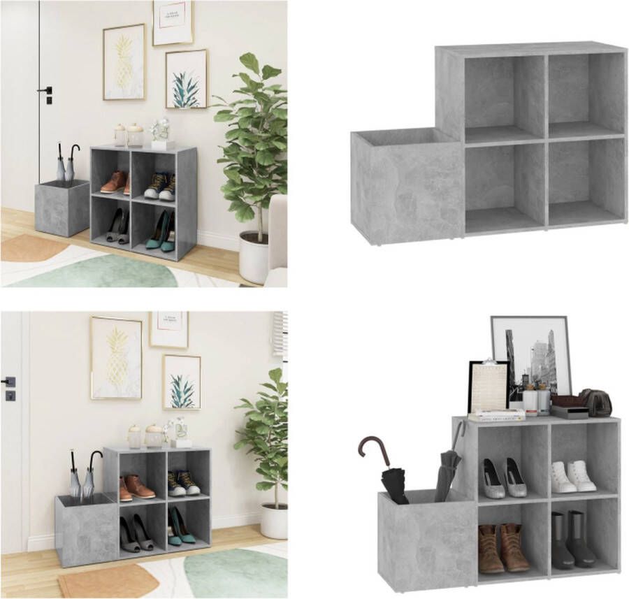VidaXL Opbergkast 105x35 5x70 cm bewerkt hout betongrijs Hal Schoenenkast Hal Schoenenkasten Schoenen Opberger Schoenen Opbergers