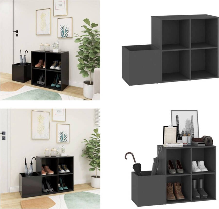 VidaXL Opbergkast 105x35 5x70 cm bewerkt hout grijs Hal Schoenenkast Hal Schoenenkasten Schoenen Opberger Schoenen Opbergers