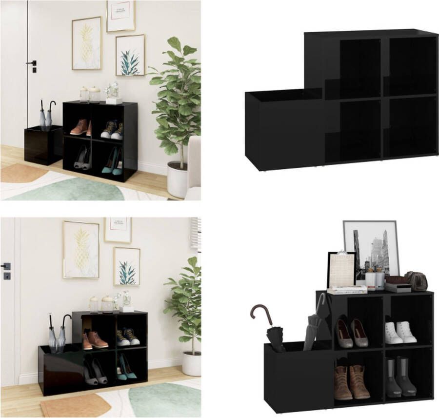 VidaXL Opbergkast 105x35 5x70 cm bewerkt hout hoogglans zwart Hal Schoenenkast Hal Schoenenkasten Schoenen Opberger Schoenen Opbergers