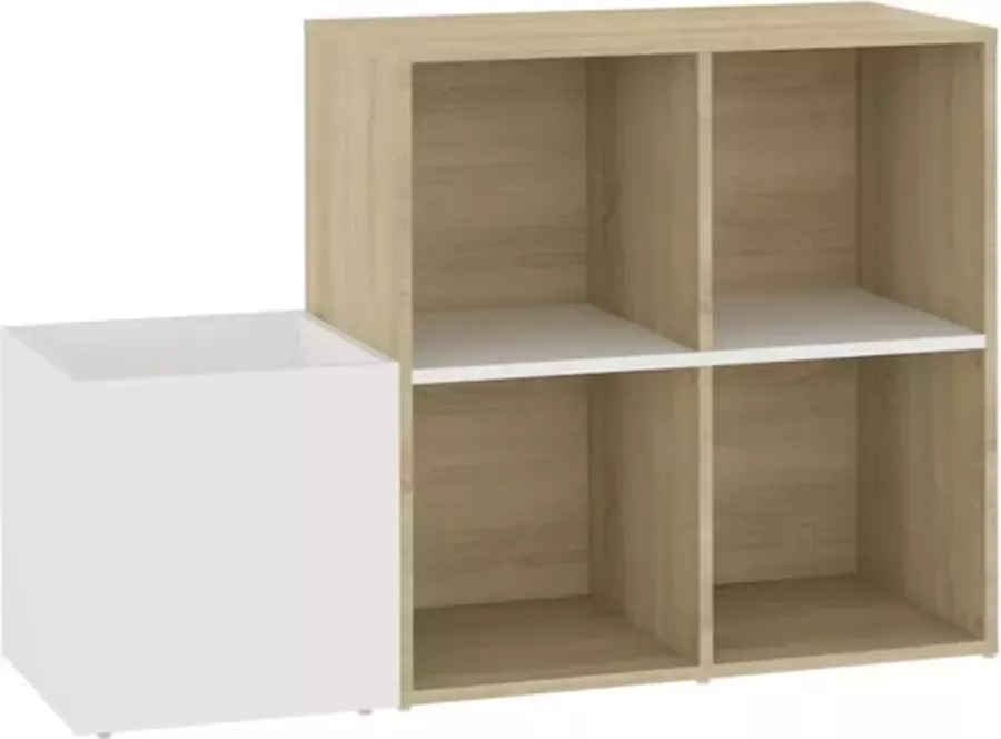 VidaXL -Opbergkast-105x35 5x70-cm-bewerkt-hout-wit-en-sonoma-eikenkleur - Foto 2