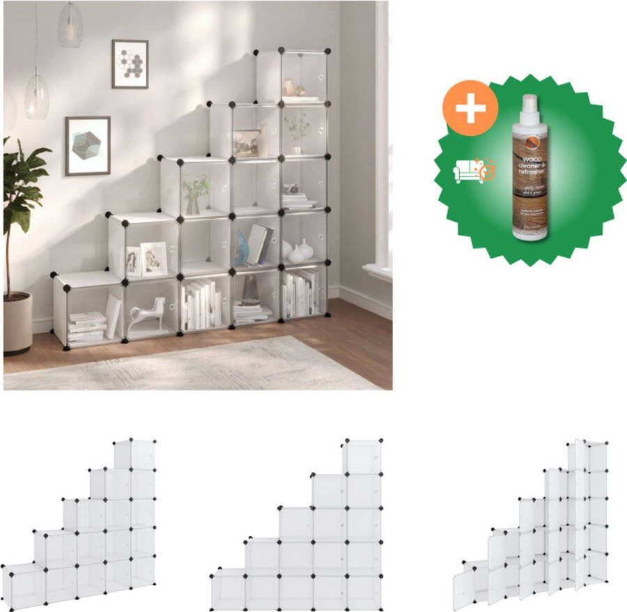 VidaXL Opbergkast 15 modulaire vakken 155x32x153.5cm transparant Schoenenkast Inclusief Houtreiniger en verfrisser - Foto 2