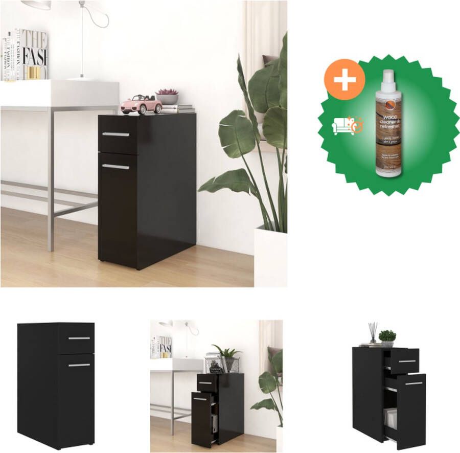 VidaXL Opbergkast 20 x 45.5 x 60 cm zwart spaanplaat Kast Inclusief Houtreiniger en verfrisser