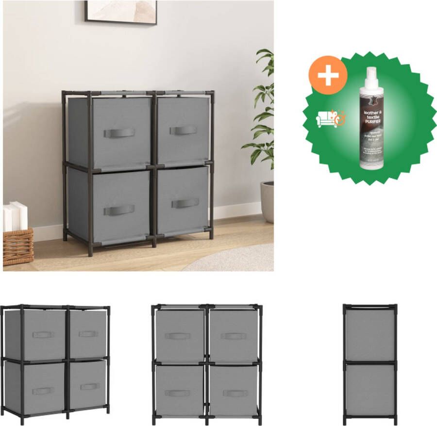 VidaXL Opbergkast met 4 stoffen manden 63x30x71 cm staal grijs Kast Inclusief Reiniger