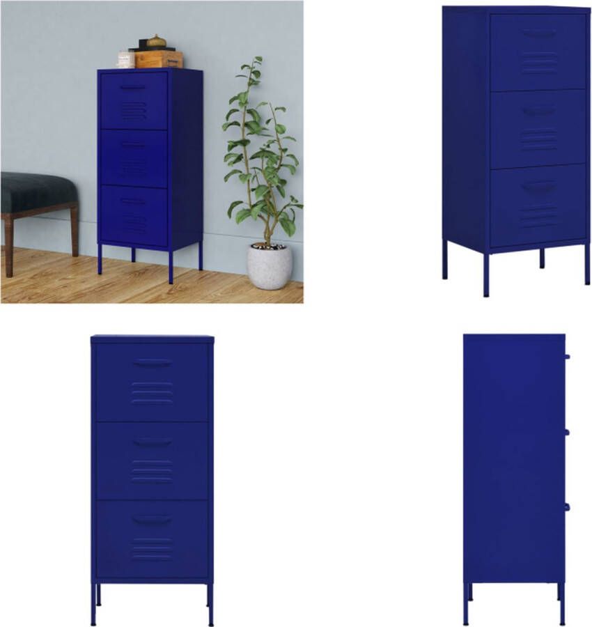 vidaXL Opbergkast 42-5x35x101-5 cm staal marineblauw Dressoir Dressoirs Zijkast Zijkasten