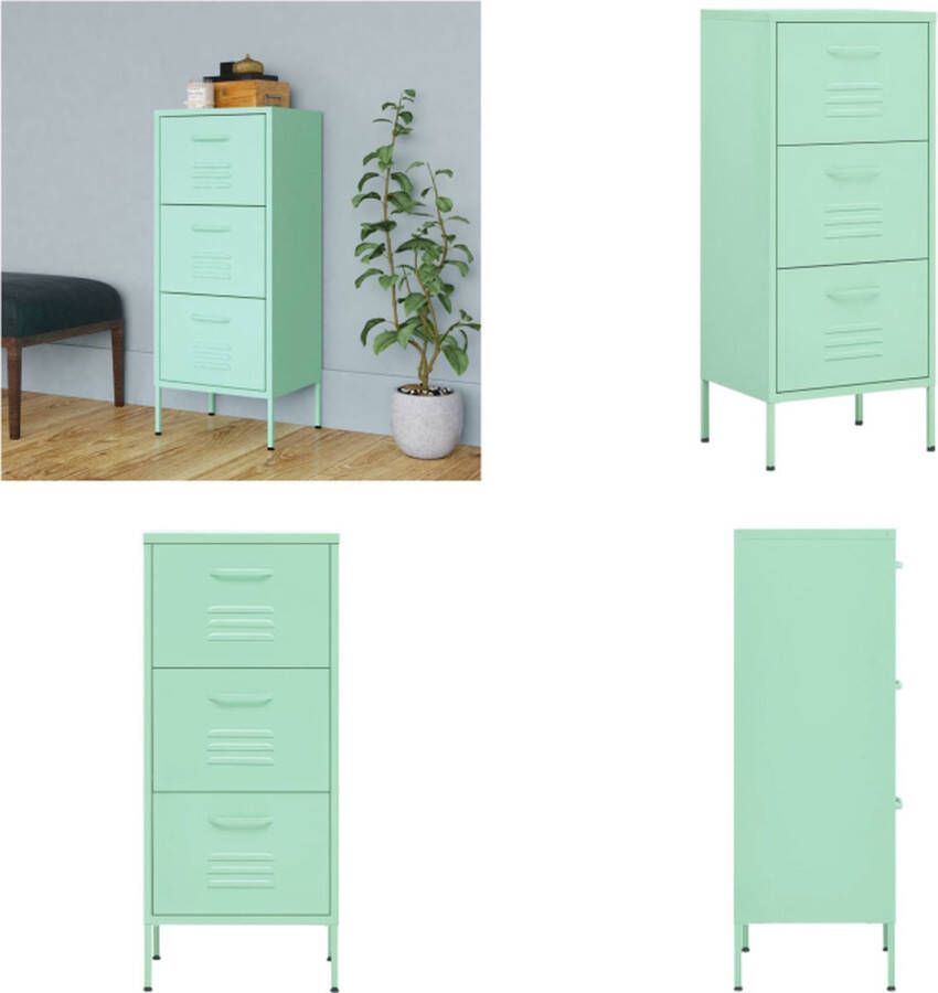 VidaXL Opbergkast 42 5x35x101 5 cm staal mint Dressoir Dressoirs Zijkast Zijkasten