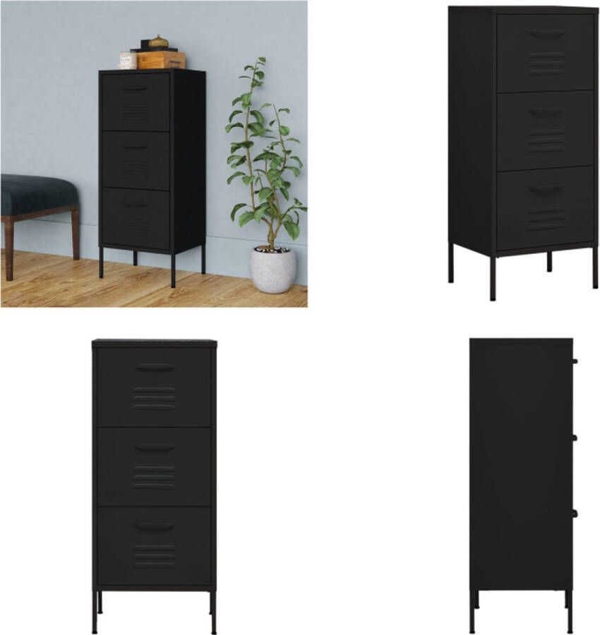 VidaXL Opbergkast 42-5x35x101-5 cm staal zwart Dressoir Dressoirs Zijkast Zijkasten