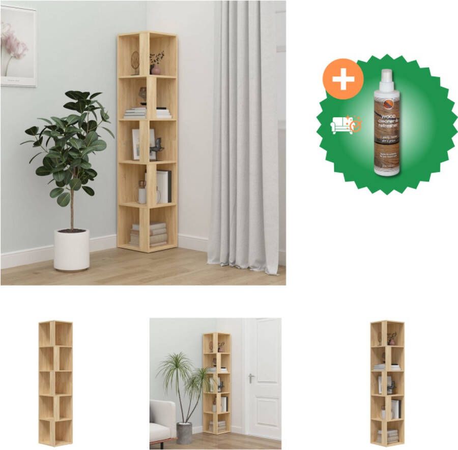 VidaXL Opbergkast 5 vakken Stevig en stabiel Compact for Schoon te maken Sonoma eiken Spaanplaat 33x33x164.5 cm Montage vereist Kast Inclusief Houtreiniger en verfrisser - Foto 2