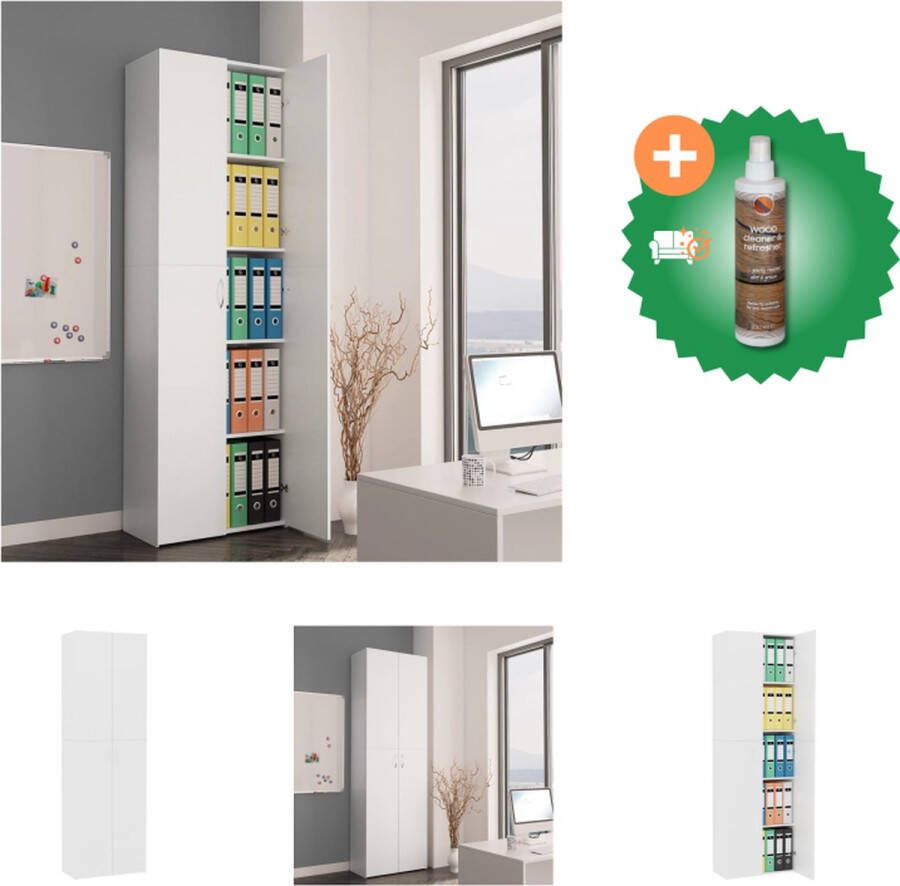 VidaXL opbergkast 60 x 32 x 190 cm 2 deuren 5 schappen wit Kast Inclusief Houtreiniger en verfrisser