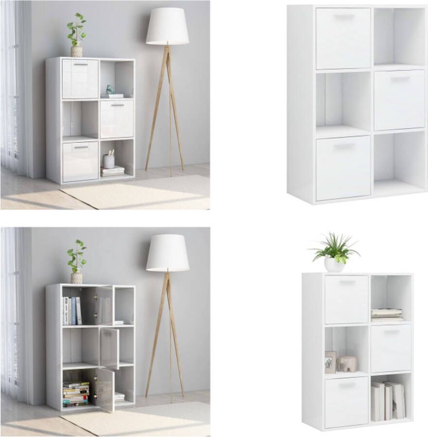 VidaXL Opbergkast 60x29 5x90 cm bewerkt hout hoogglans wit Opbergkast Opbergkasten Opslagkast Opslagkasten