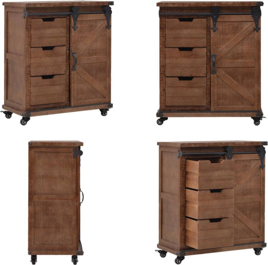 VidaXL Opbergkast 64x33 5x75 cm massief vurenhout bruin Opbergkast Opbergkasten Dressoir Dressoirs