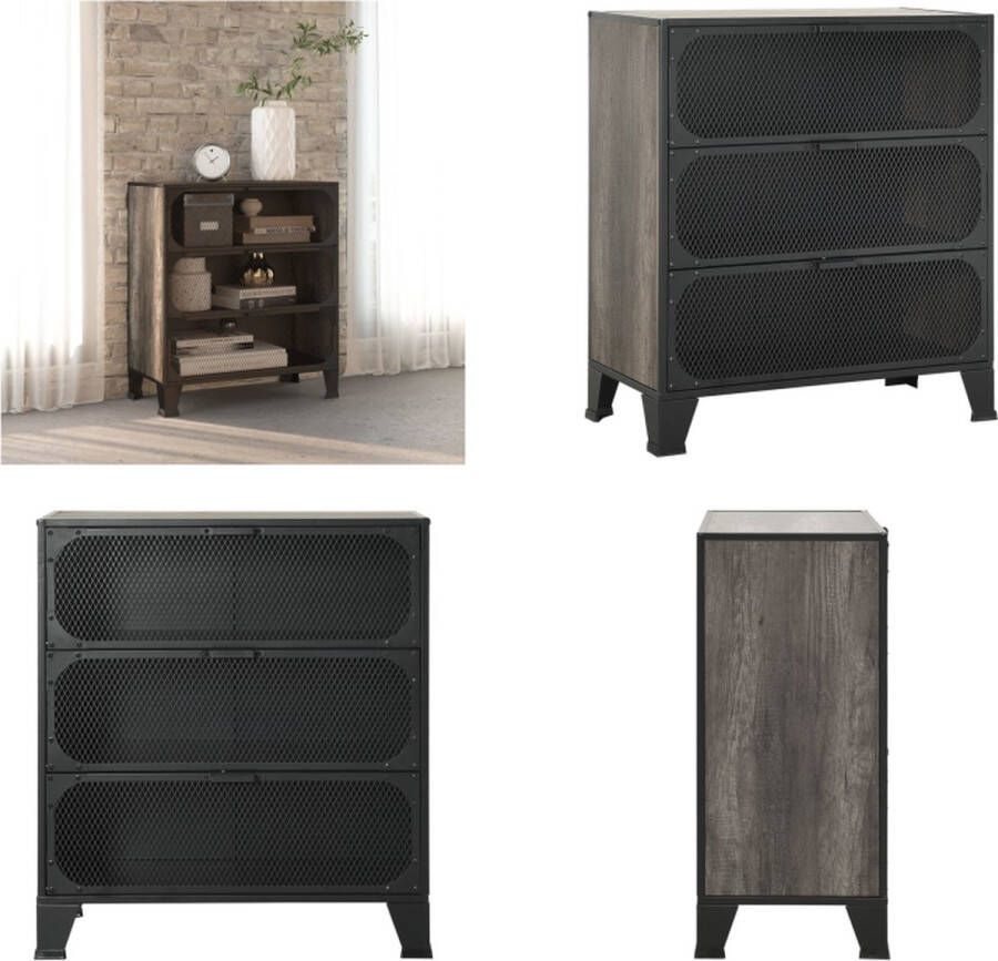 VidaXL Opbergkast 72x36x82 cm metaal en MDF grijs Opbergkast Opbergkasten Kast Kasten