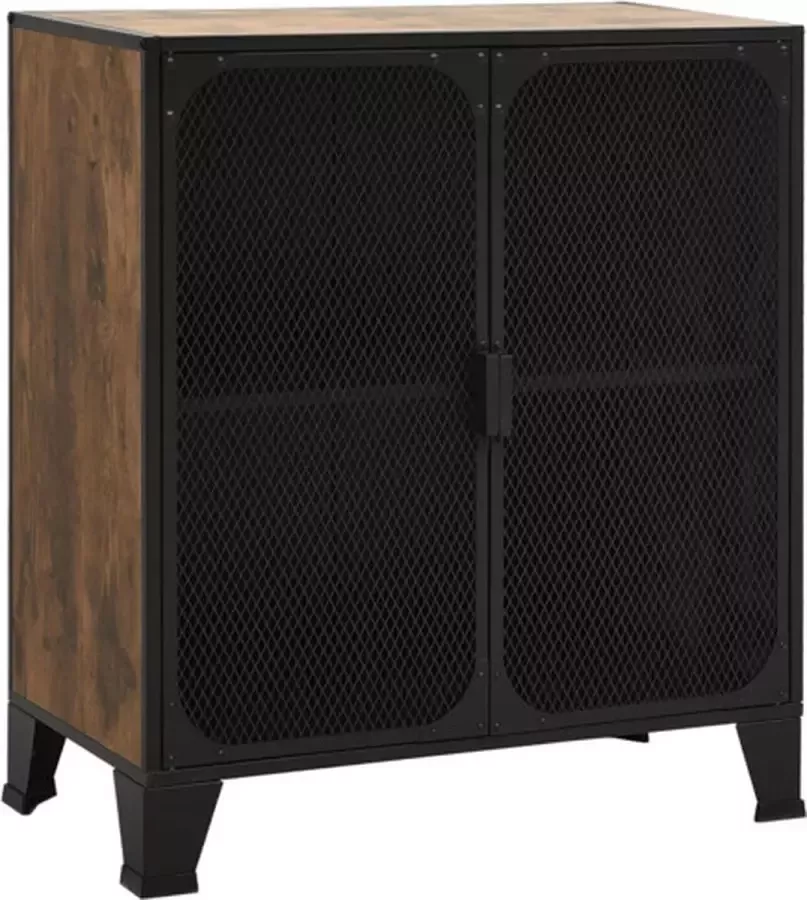 VidaXL -Opbergkast-72x36x82-cm-metaal-en-MDF-rustiek-bruin - Foto 2