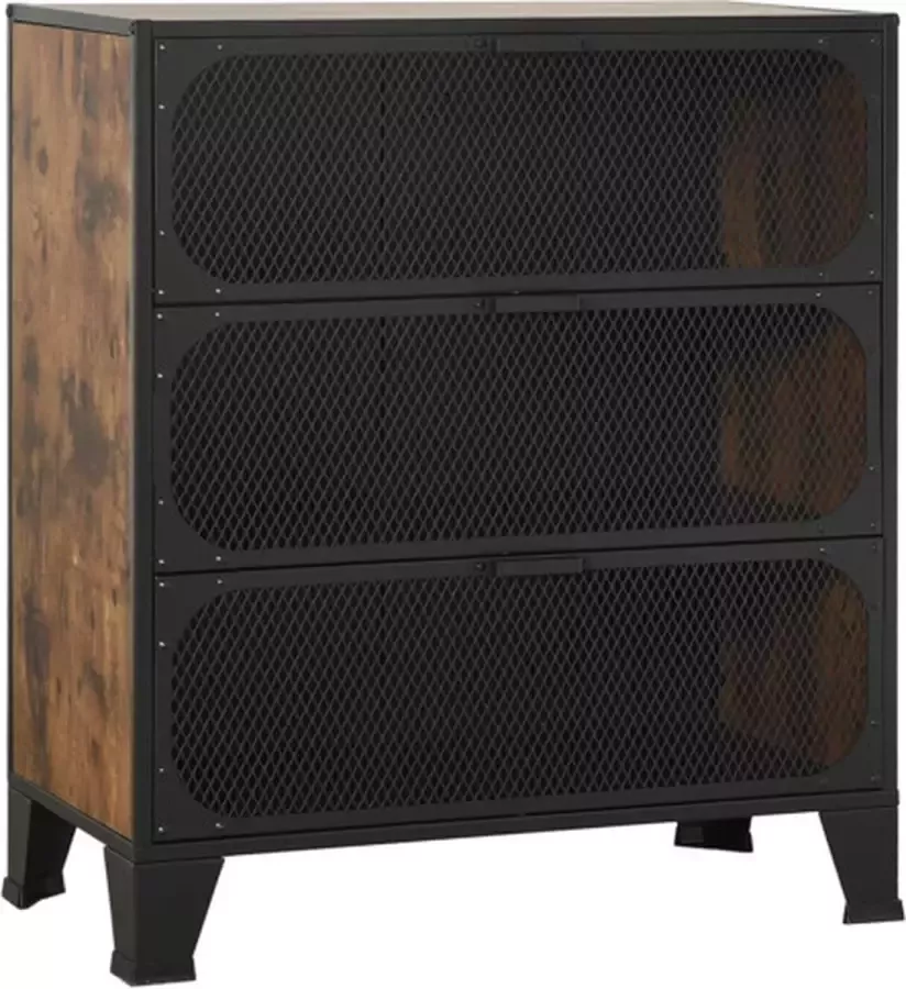 VidaXL -Opbergkast-72x36x82-cm-metaal-en-MDF-rustiek-bruin - Foto 2