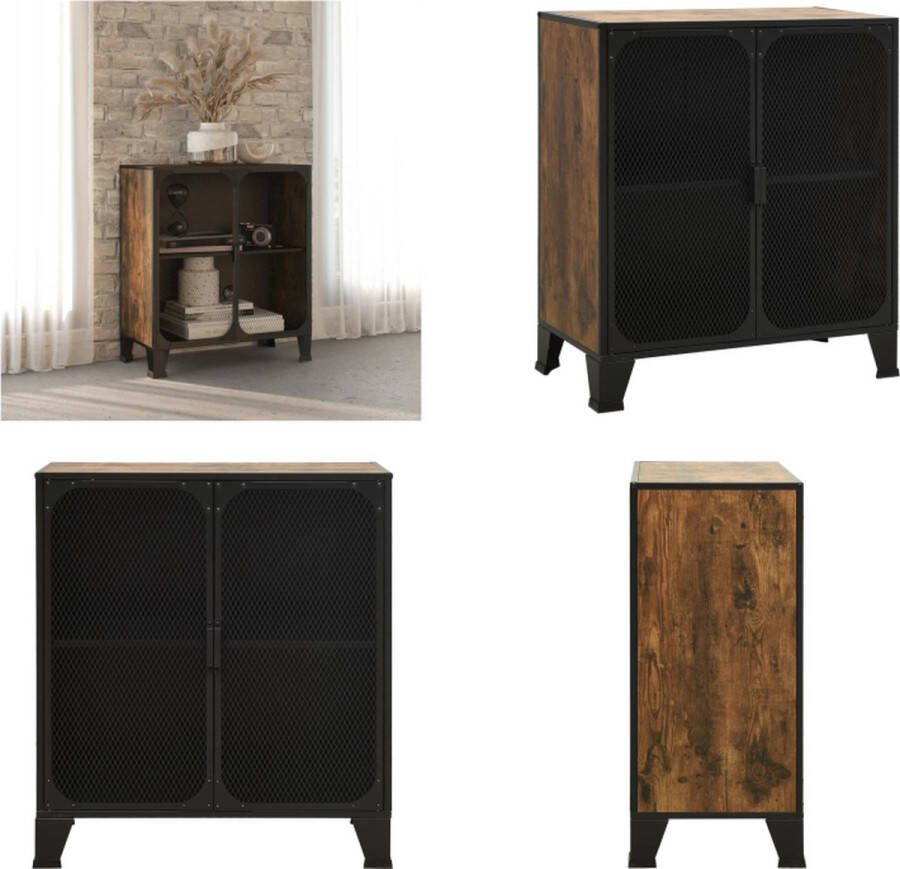 VidaXL Opbergkast 72x36x82 cm metaal en MDF rustiek bruin Opbergkast Opbergkasten Kast Kasten