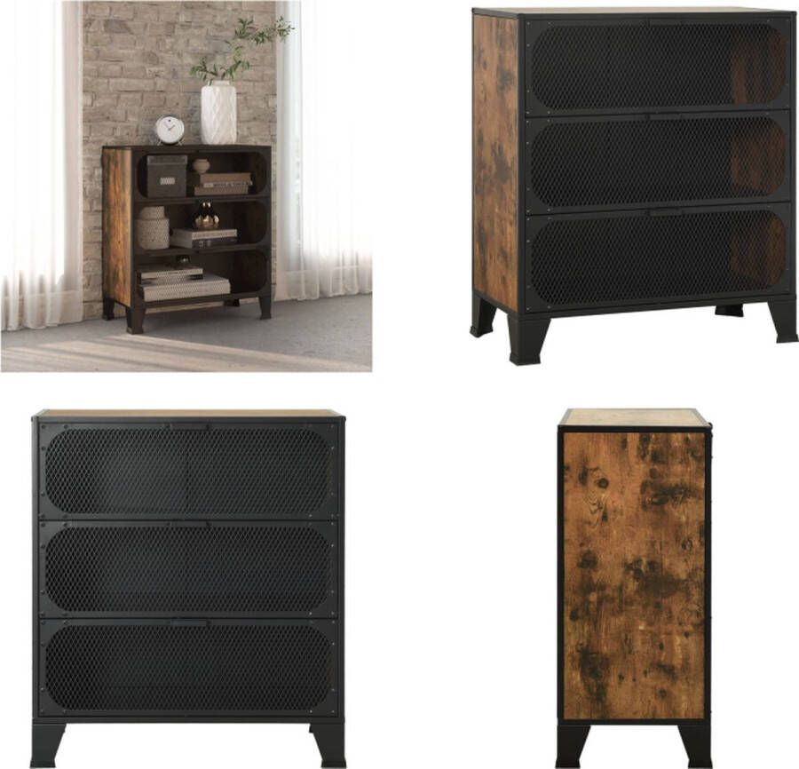 VidaXL Opbergkast 72x36x82 cm metaal en MDF rustiek bruin Opbergkast Opbergkasten Kast Kasten