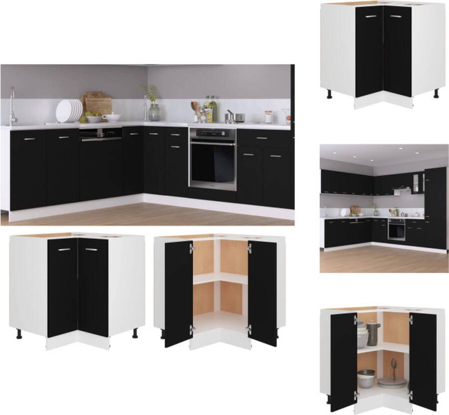 VidaXL Hoekkast Hoekkasten Hoekonderkast Hoekonderkasten Hoekonderkast Lyon 75 5x75 5x81 5 cm bewerkt hout zwart - Foto 2