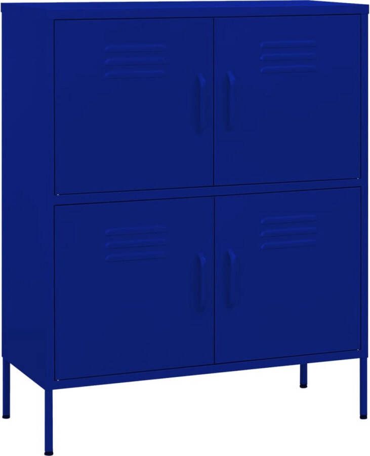 VidaXL Opbergkast Staal Marineblauw 80x35x101 5 cm Opslagruimte Metalen Kast Blauwe Kast Staalkast Opbergkast Industriële Kast Woonaccessoires Meubilair Living Accessoires Entreemeubelen Slaapkamermeubelen