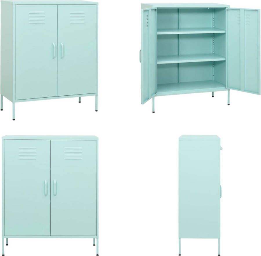 VidaXL Opbergkast 80x35x101-5 cm staal mint Dressoir Dressoirs Zijkast Zijkasten - Foto 2