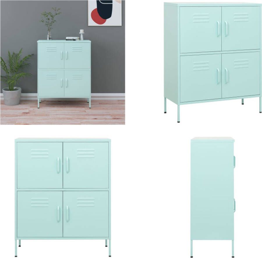 VidaXL Opbergkast 80x35x101 5 cm staal mint Opbergkast Opbergkasten Opslagkast Opslagkasten - Foto 2