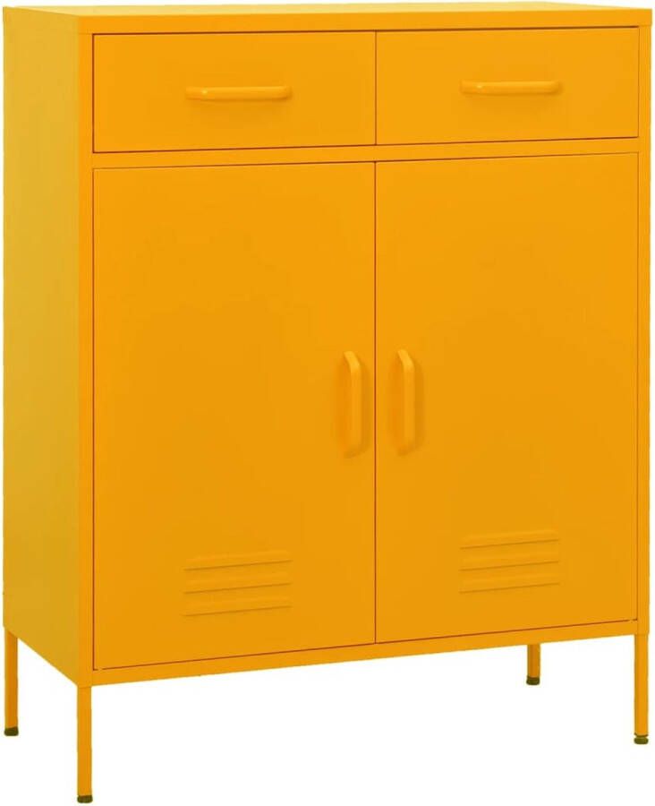 VidaXL Opbergkast Staal Mosterdgeel 80x35x101 5 cm Opslagkast Metalen Kast Staalkast Mustard Yellow Furniture Meubilair Geel Opbergruimte Living Room Storage Bedroom Storage - Foto 2