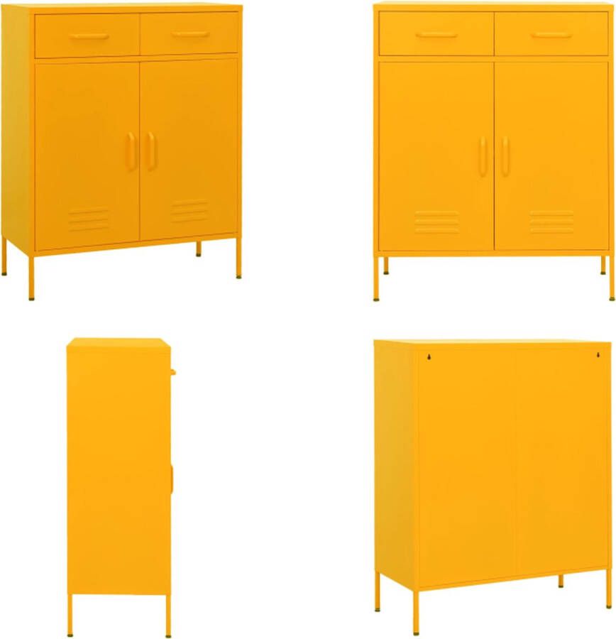 VidaXL Opbergkast 80x35x101 5 cm staal mosterdgeel Opbergkast Opbergkasten Opslagkast Opslagkasten - Foto 3