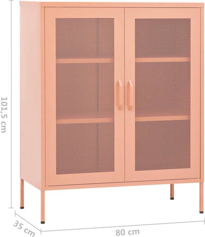 VidaXL -Opbergkast-80x35x101 5-cm-staal-roze - Foto 3