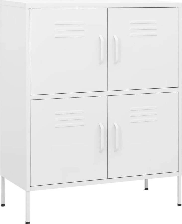 VidaXL Opbergkast Staal Wit 80x35x101 5 cm Stallen Opbergkast Metalen Kast Witte Kast Opslagruimte Woonaccessoires Industrieel Design Kamermeubilair Living Meubelen Slaapkamer Meubel Entree Kast Organisatie Thuis Opbergbox