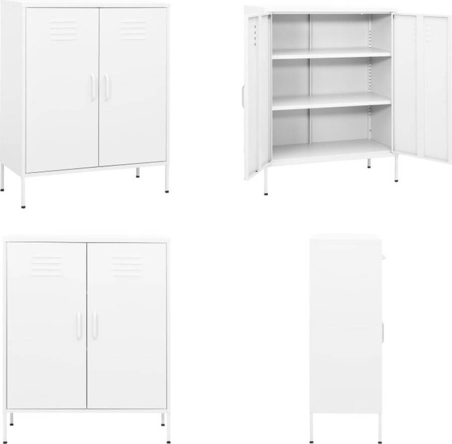 VidaXL Opbergkast 80x35x101-5 cm staal wit Dressoir Dressoirs Zijkast Zijkasten - Foto 2