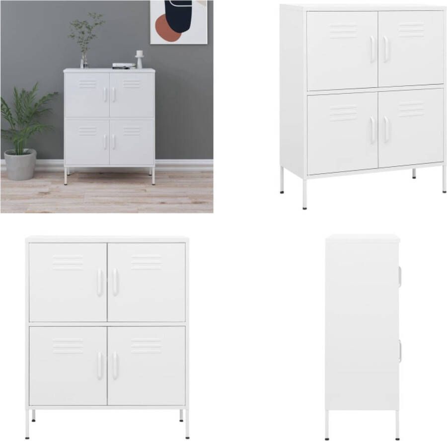 VidaXL Opbergkast 80x35x101-5 cm staal wit Opbergkast Opbergkasten Opslagkast Opslagkasten - Foto 2