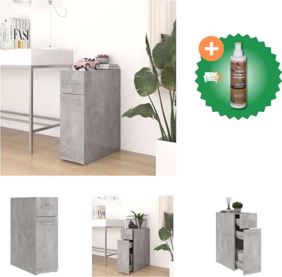 VidaXL Opbergkast betongrijs 20 x 45.5 x 60 cm stabiel en stevig Kast Inclusief Houtreiniger en verfrisser