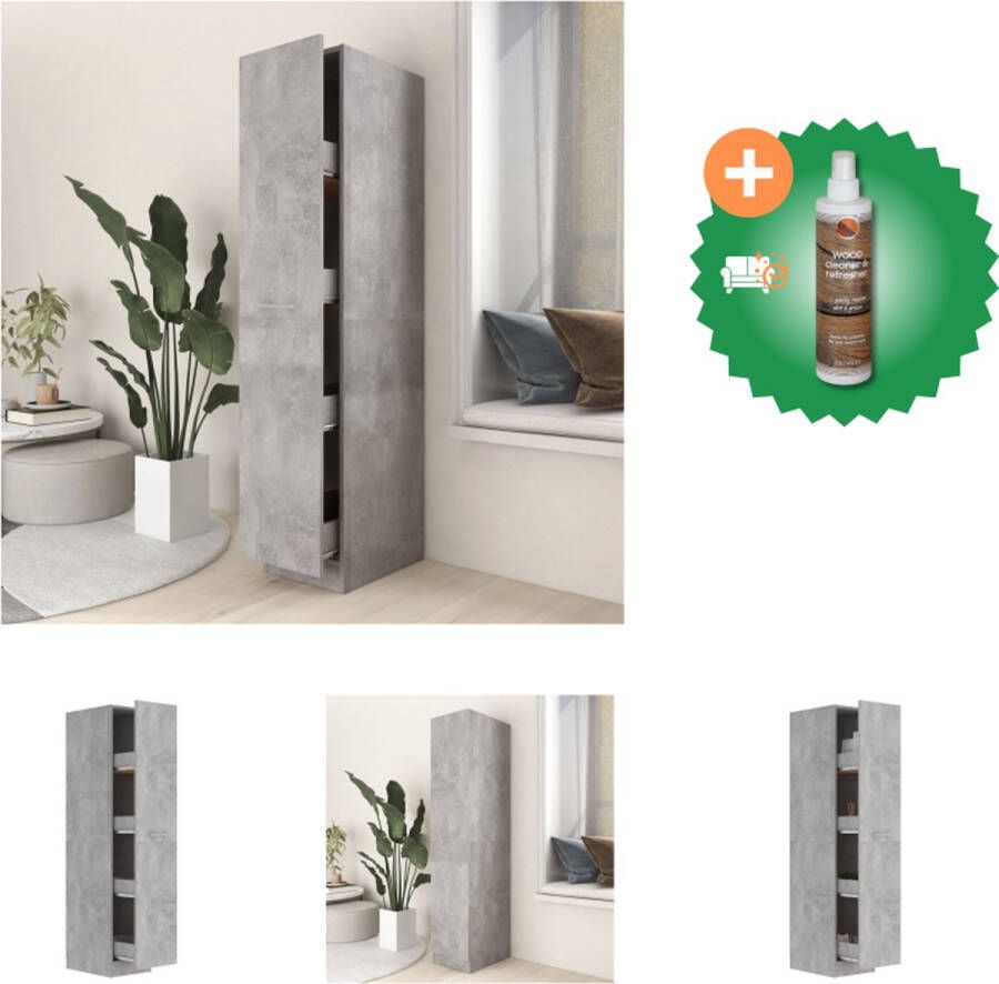 VidaXL Apothekerskast 30x42-5x150 cm spaanplaat betongrijs Kast Inclusief Houtreiniger en verfrisser
