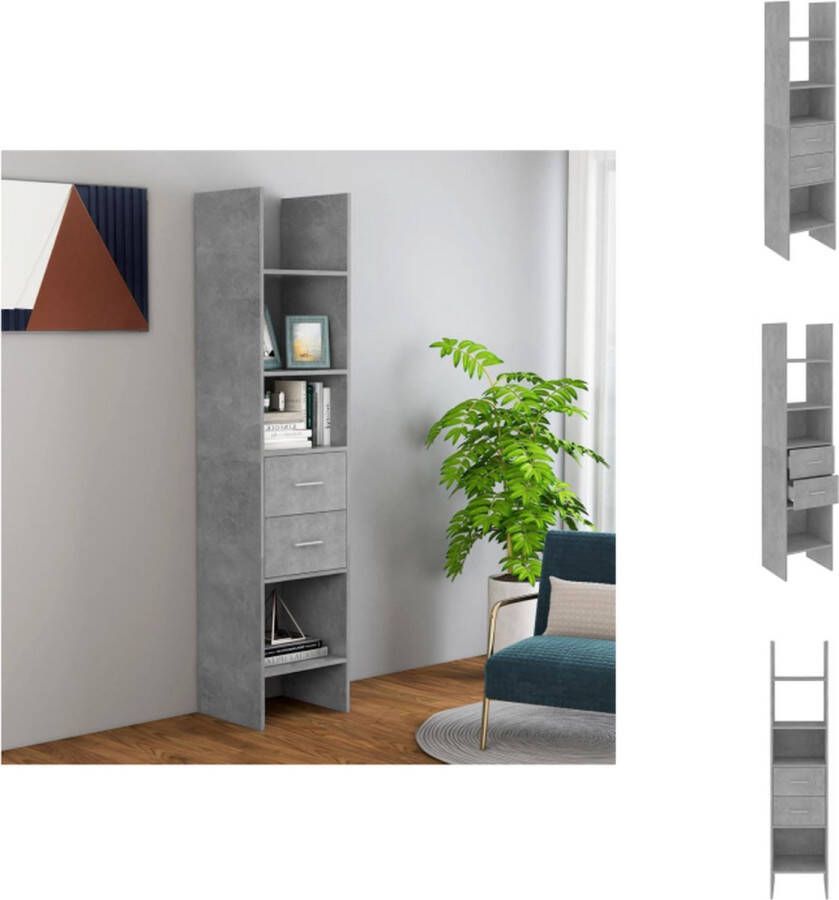 VidaXL Boekenkast Boekenkasten Boekenmeubel Boekenmeubels Boekenkast 40x35x180 cm bewerkt hout betongrijs - Foto 4