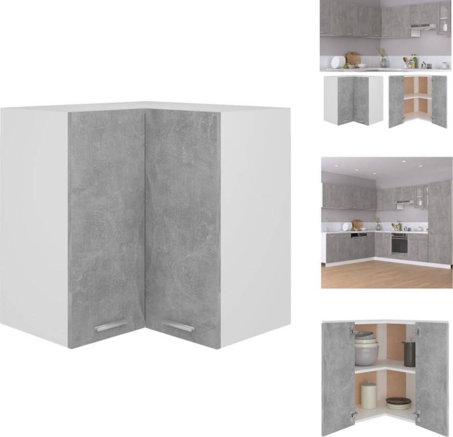 VidaXL Hanghoekkast Hanghoekkasten Hangende Kast Hangende Kasten Hanghoekkast 57x57x60 cm spaanplaat betongrijs - Foto 2