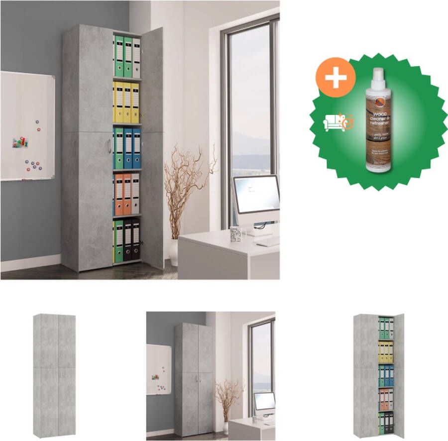 VidaXL Opbergkast Betongrijs 60 x 32 x 190 cm 5 schappen 2 deuren Kast Inclusief Houtreiniger en verfrisser