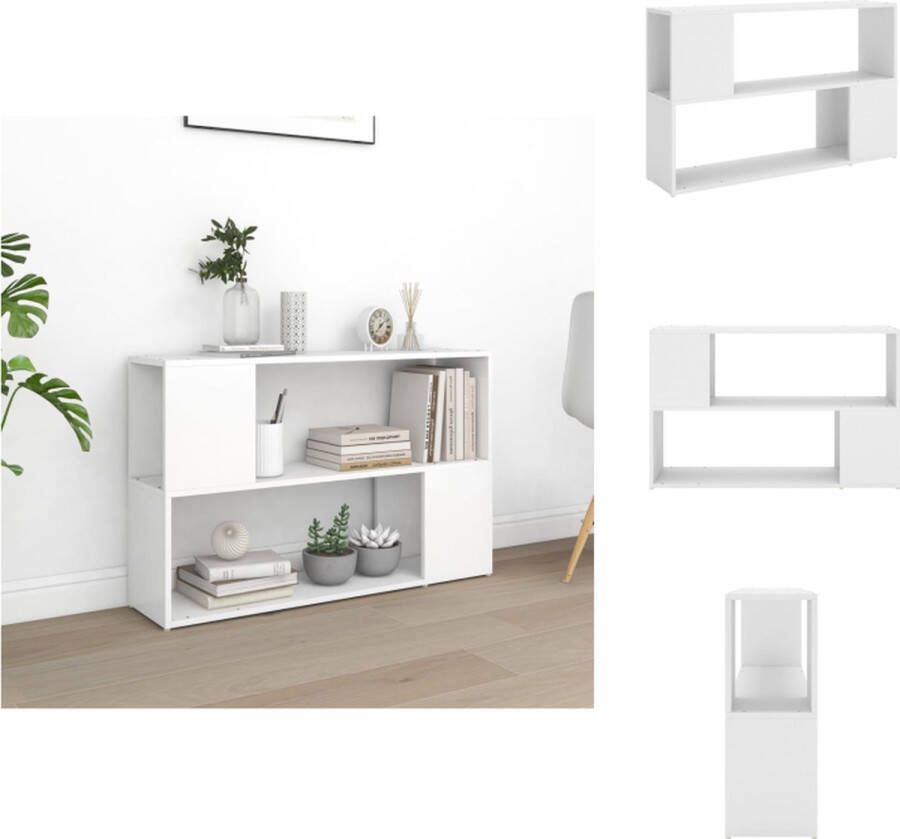 The Living Store Opbergkast Boekenrek 100 x 24 x 63 cm Wit Gemaakt van bewerkt hout Montage vereist Bibliotheek Boekenkast Houten Boekenkast Wit Boekenkast Opbergkast - Foto 4