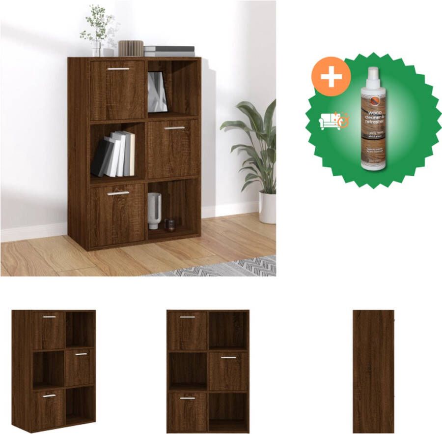 VidaXL Opbergkast Bruineiken 60 x 29.5 x 90 cm Hout Kast Inclusief Houtreiniger en verfrisser