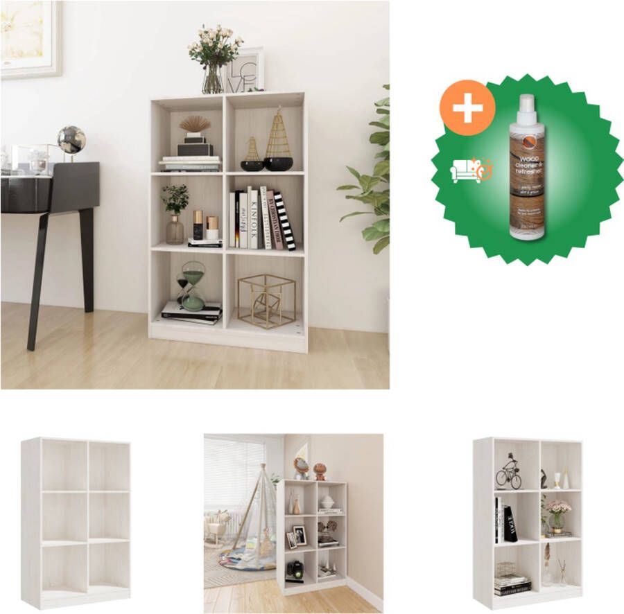 VidaXL Boekenkast 70x33x110 cm massief grenenhout wit Kast Inclusief Houtreiniger en verfrisser