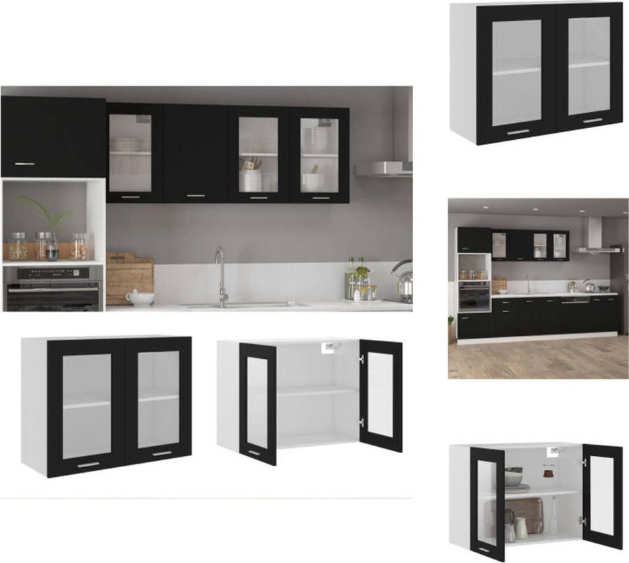 VidaXL Hangkast Hangkasten Hangende Kast Hangende Kasten Hangkast Lyon 80x31x60 cm bewerkt hout zwart - Foto 2